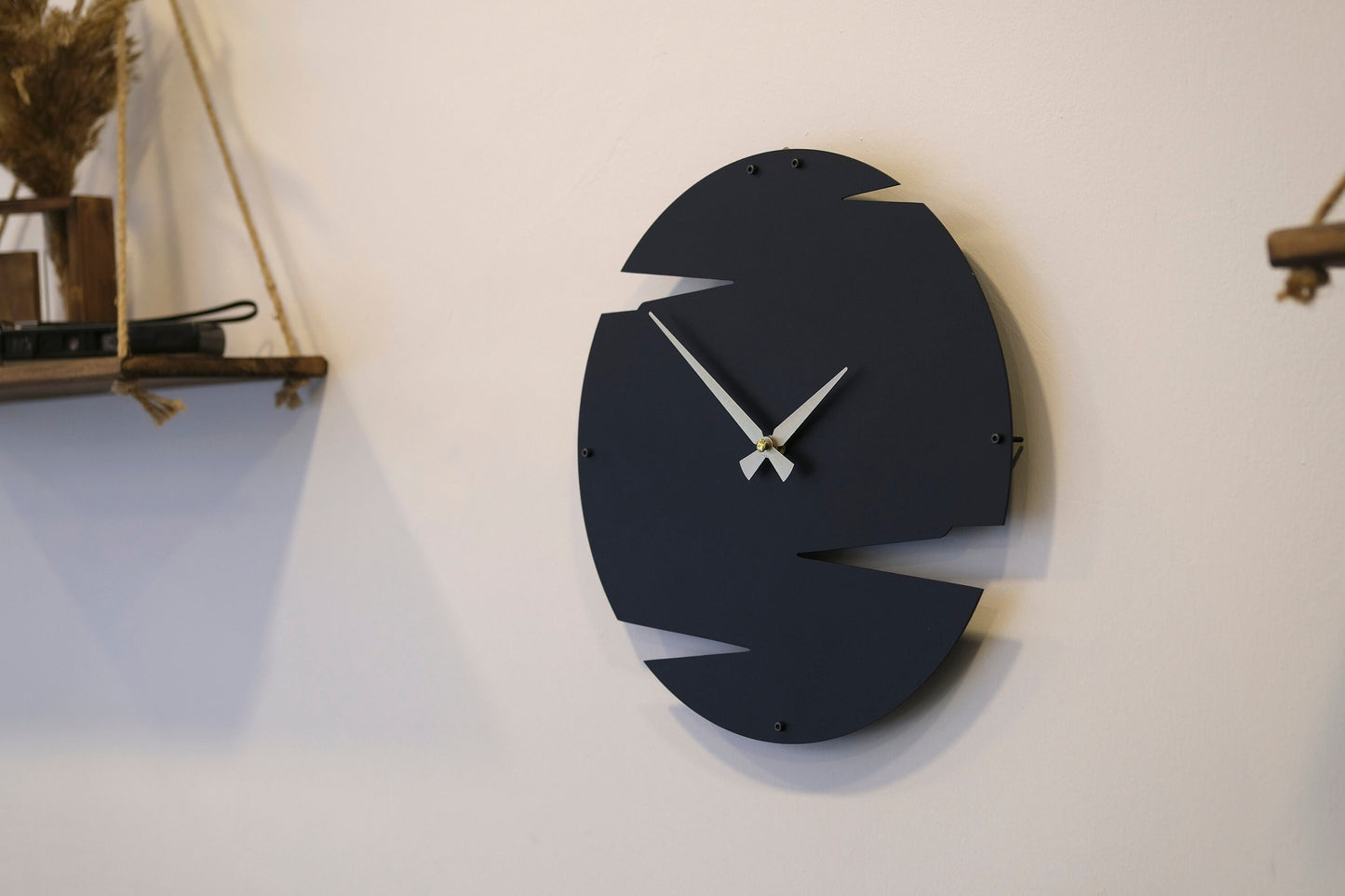 Modern Geometric Wall Clock - Contemporary Black Design with Layered Cut-Outs