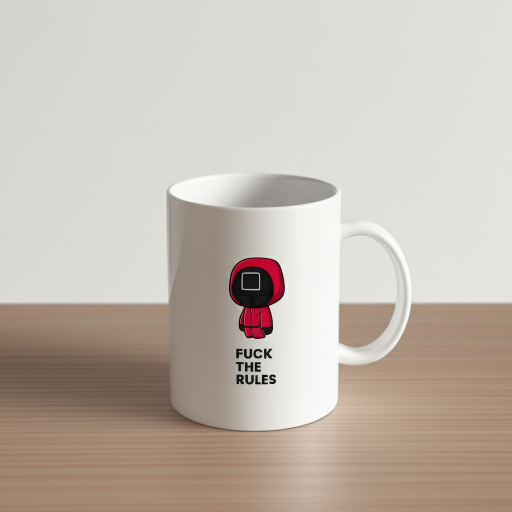 Squid Game Guard Coffee Mug - F*ck The Rules Dark Humor Cup