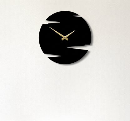 Modern Geometric Wall Clock - Contemporary Black Design with Layered Cut-Outs
