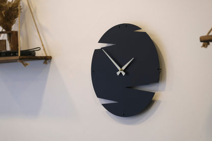 Modern Geometric Wall Clock - Contemporary Black Design with Layered Cut-Outs