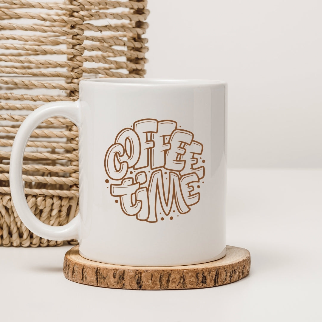 Coffee Time Mug Pakistan - Aesthetic Brown Typography Design
