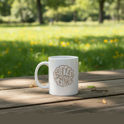 Coffee Time Mug Pakistan - Aesthetic Brown Typography Design