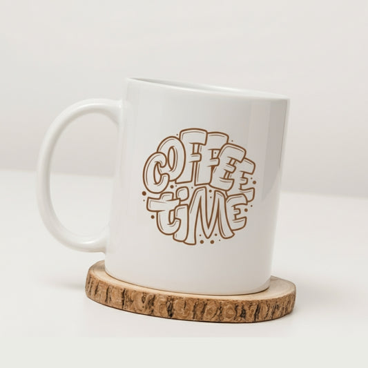 Coffee Time Mug Pakistan - Aesthetic Brown Typography Design