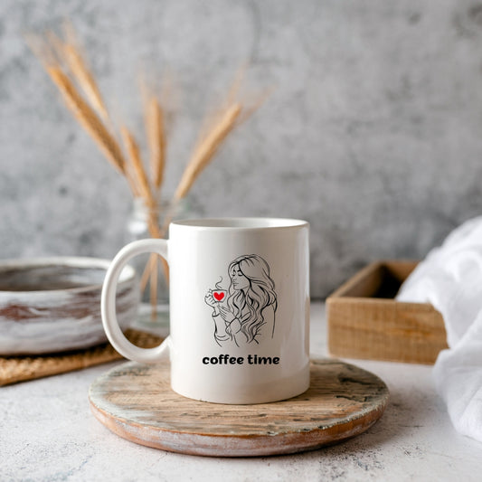 Coffee Time Minimalist Mug - Beautiful Line Art Coffee Cup