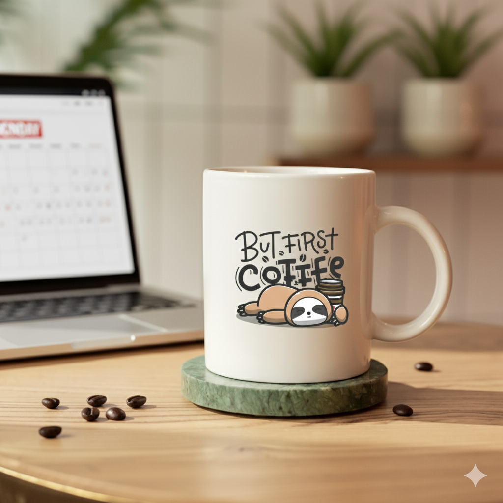 Cute Sloth Mug with Coffee Quote - Perfect for Coffee Lovers