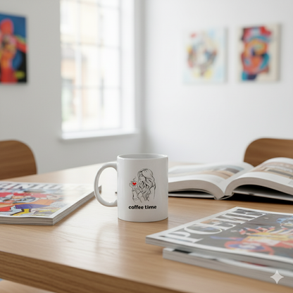 Coffee Time Minimalist Mug - Beautiful Line Art Coffee Cup