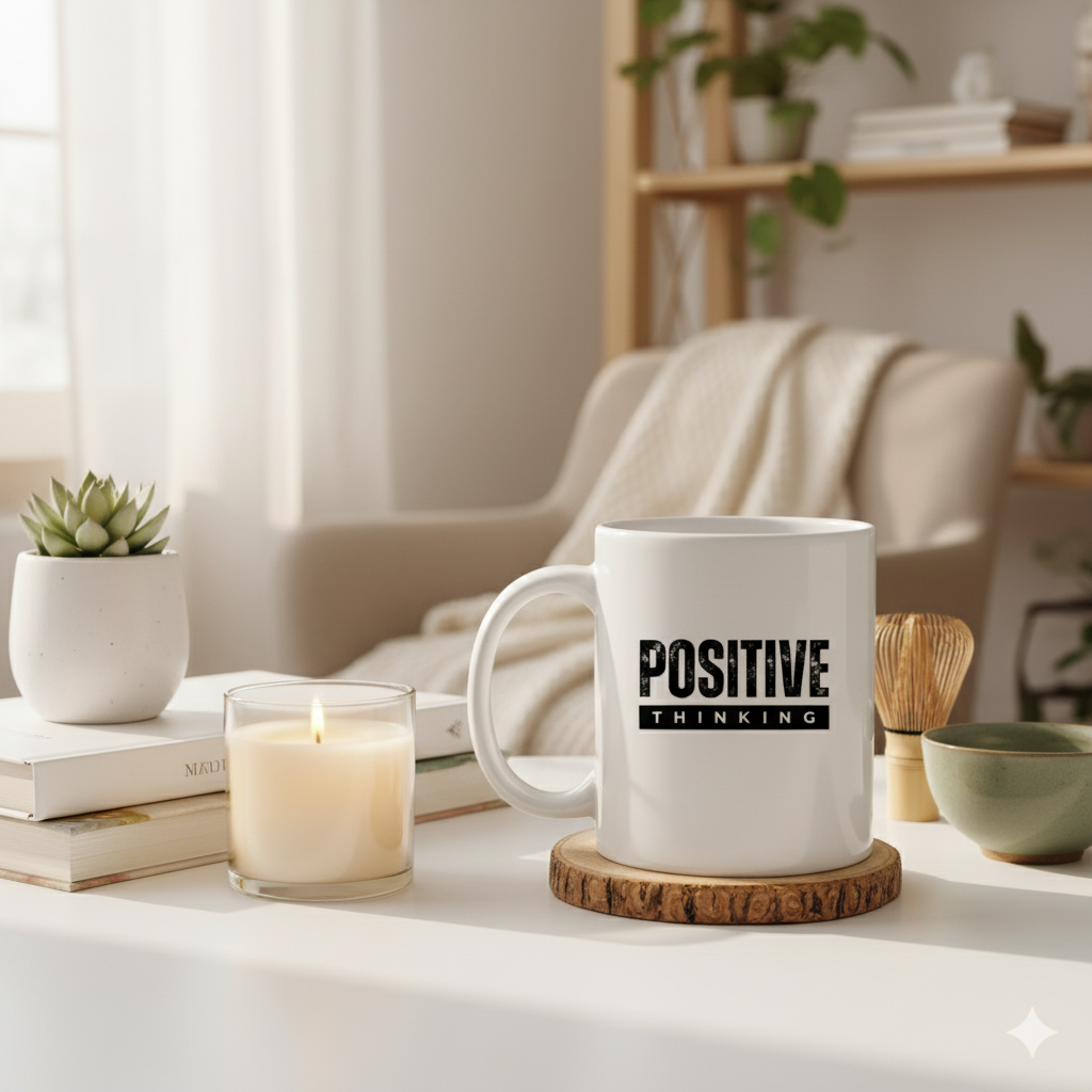 Positive Thinking Motivational Mug - Daily Inspiration Coffee Cup