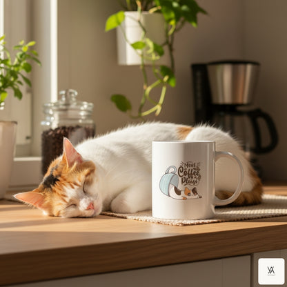 Cat Coffee Lover Mug - More Coffee Please with Cute Kitten
