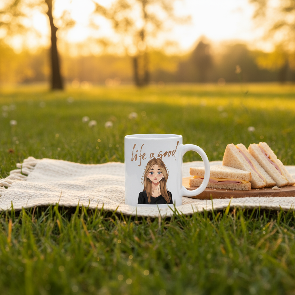 Life is Good Anime Girl Coffee Mug - Positive Vibes Cup