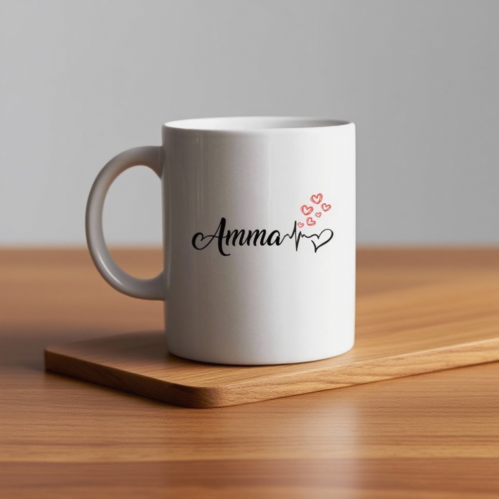 Amma Heartbeat Love Coffee Mug - Mother's Day Urdu Gift Cup