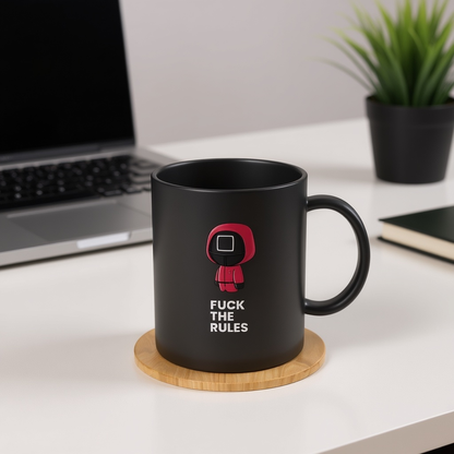Squid Game Guard Coffee Mug - F*ck The Rules Dark Humor Cup