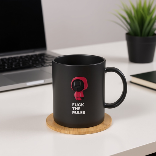 Squid Game Guard Coffee Mug - F*ck The Rules Dark Humor Cup