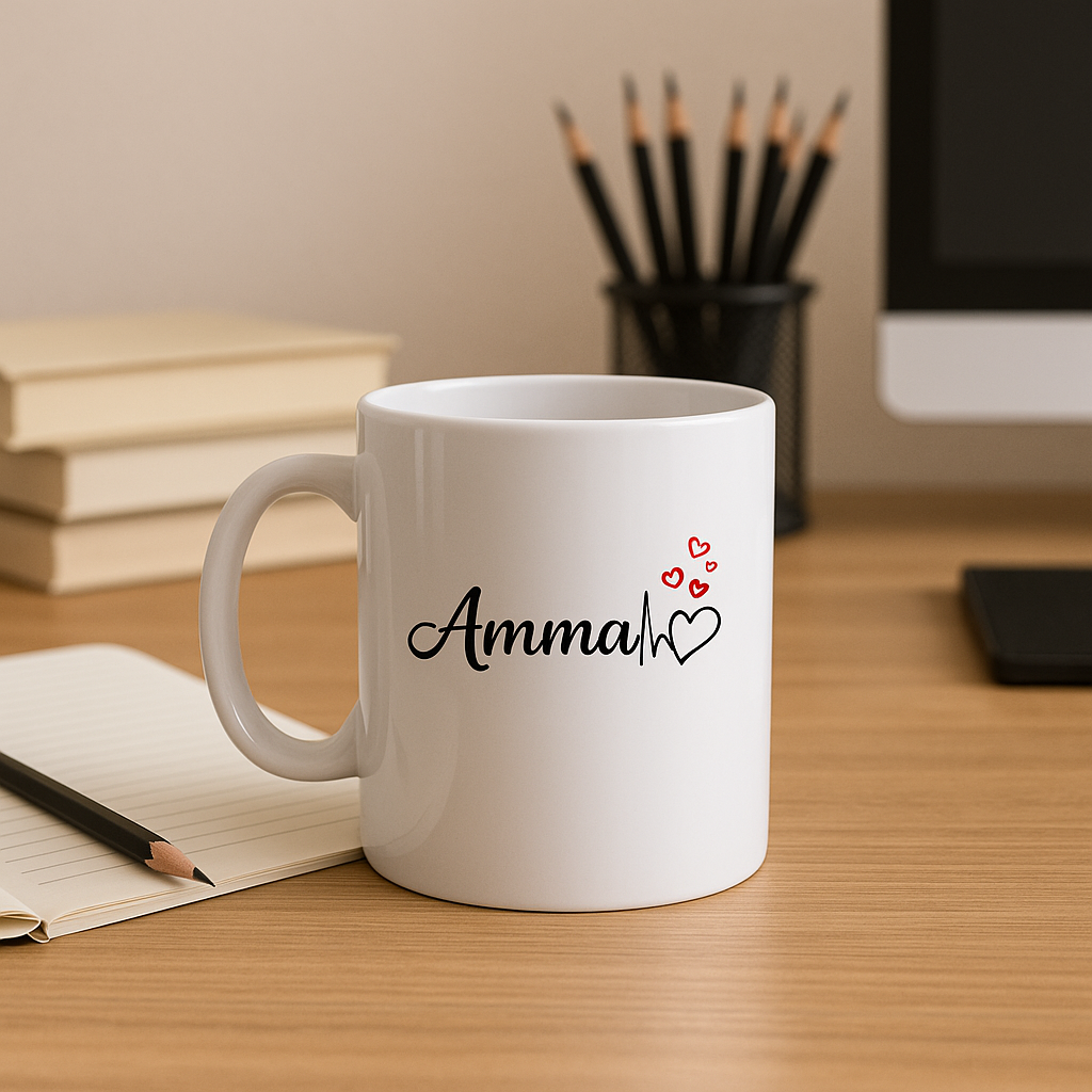 Amma Heartbeat Love Coffee Mug - Mother's Day Urdu Gift Cup